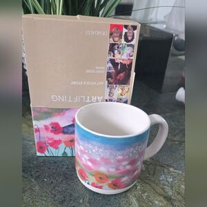 Demdaco Pink and Blue Ceramic Mug with Artistic Gradient Design